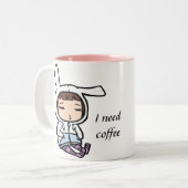 コーヒー常習しているバニー ツートーンマグカップ (正面左)