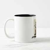 コーヒー常習者のフクロウ ツートーンマグカップ (左)
