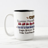 コーヒー引用文ユーモアのマグカップ ツートーンマグカップ (左)