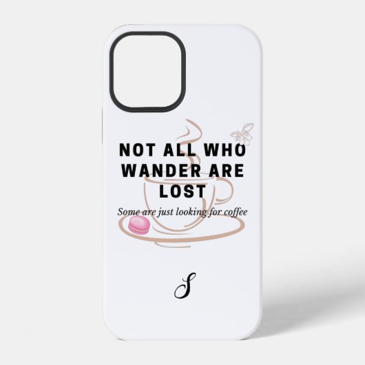 コーヒー引用文Monogramを探す iPhoneケース (裏面)