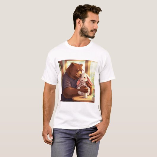 コーヒー心地よい:クマとウサギの居心地の良い瞬間 Tシャツ (正面フル)