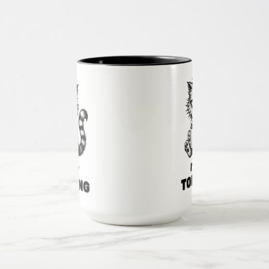 コーヒー怠惰な漫画おもしろいスタイルの不機嫌な猫 マグカップ (中央)