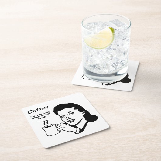 コーヒー恋人のおもしろいな正方形のコースター スクエアペーパーコースター (インサイチュ)