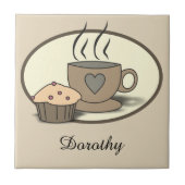 コーヒー恋人のためのコーヒーおよびマフィンのカスタムなタイル タイル (正面)