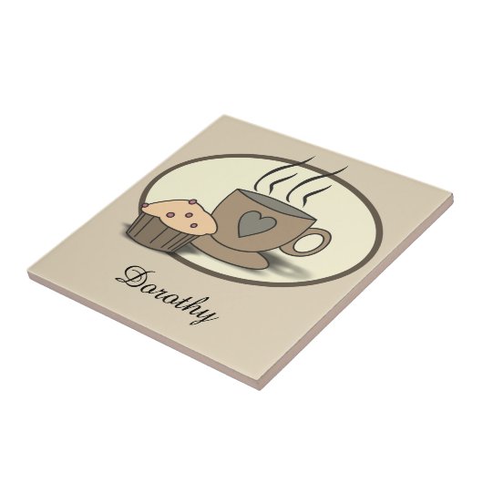 コーヒー恋人のためのコーヒーおよびマフィンのカスタムなタイル タイル (側面)