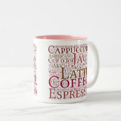 コーヒー恋人のタイポグラフィの単語の雲のマグ ツートーンマグカップ (正面右)