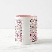 コーヒー恋人のタイポグラフィの単語の雲のマグ ツートーンマグカップ (中央)