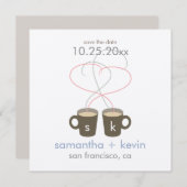 コーヒー恋人は日付を救います: クリームのフェルトの紙 セーブザデート (正面/裏面)