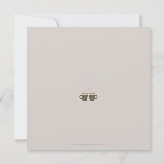 コーヒー恋人は日付を救います: クリームのフェルトの紙 セーブザデート (裏面)