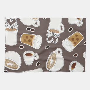 コーヒー恋人パターンブラウン/灰色 キッチンタオル