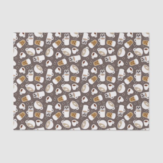 コーヒー恋人パターンブラウン 薄葉紙 (正面)