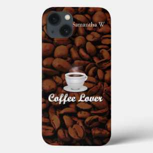 コーヒー恋人、白いコップまたはブラウンの豆 iPhone 13ケース