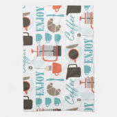 コーヒー愛およびcaféパターン キッチンタオル (縦)