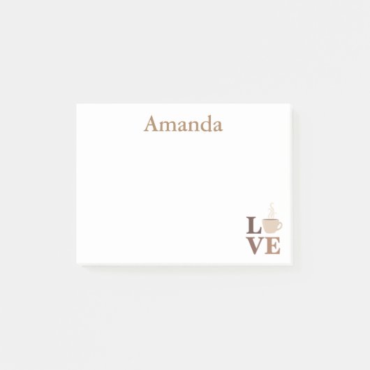 コーヒー愛の白と茶色 ポストイット (正面)