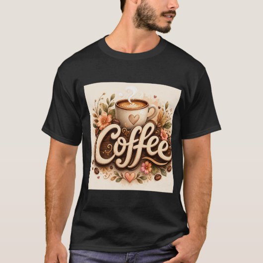 コーヒー愛の花 Tシャツ (正面)