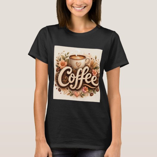 コーヒー愛の花 Tシャツ (正面)