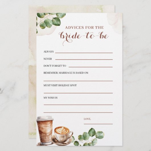 コーヒー愛は、ゲームになるアドバイス花嫁を醸造している (正面/裏面)