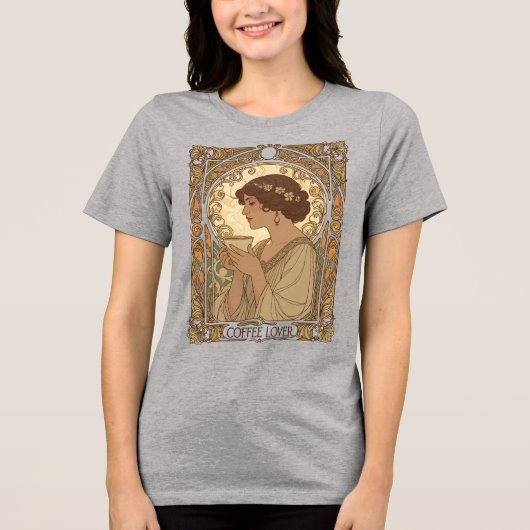 コーヒー愛好家と自然の新芸術派イラスト トライブレンドＴシャツ (正面)