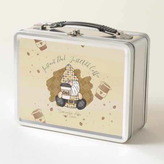 コーヒー愛好家にパーソナライズするパパ |ヴィンテージ メタルランチボックス (正面)