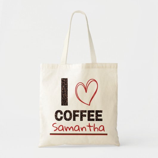 コーヒー愛好家のためのカスタムネームコーヒービーンデザイン トートバッグ (正面)
