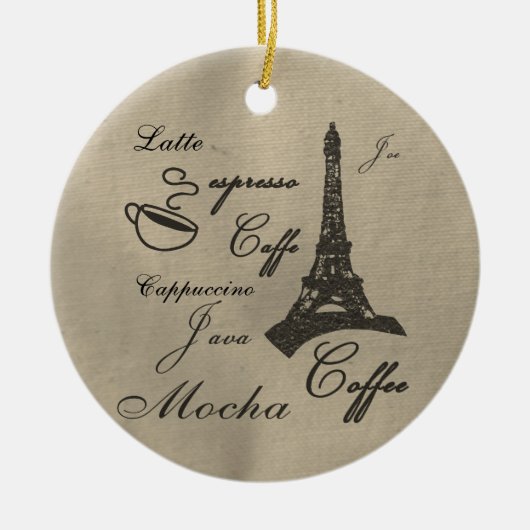 コーヒー愛好家のためのクリスマス オブジェ セラミックオーナメント (正面)