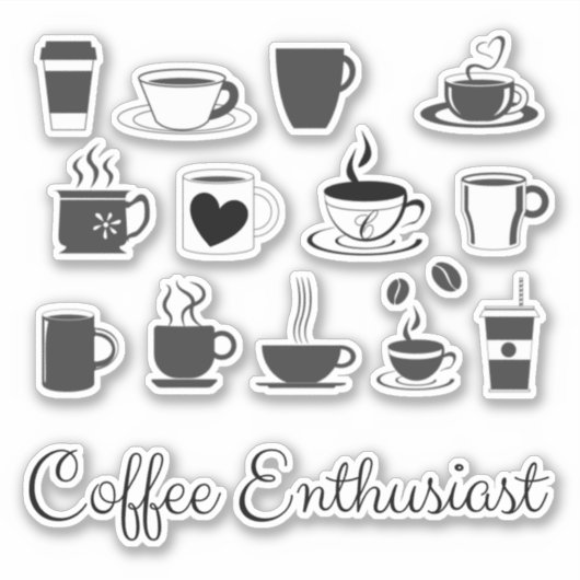 コーヒー愛好家のためのコーヒーカップデザイン シール (正面)