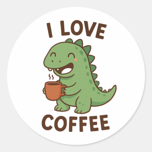 コーヒー愛好家のためのデザイン - I Love Coffee ラウンドシール (正面)