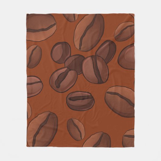 コーヒー愛好家のための大きなコーヒー豆 フリースブランケット (正面)