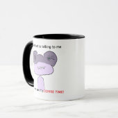 コーヒー愛好家のための黒かわいいrelatableカエルのマグカップ マグカップ (正面左)