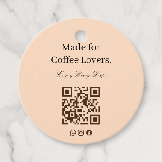 コーヒー愛好家のためのQRコードギフトタグ フェイバータグ (正面)