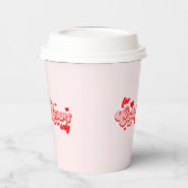 コーヒー愛好家のみレトロ赤いハート 紙コップ (左)