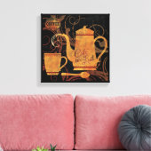 コーヒー愛好家のキッチン – 花開いたカフェオレ キャンバスプリント (インサイチュ (リビング))