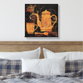 コーヒー愛好家のキッチン – 花開いたカフェオレ キャンバスプリント (インサイチュ (寝室))