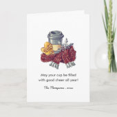 コーヒー愛好家のクリスマス応援グリーティングフォト シーズンカード (正面)