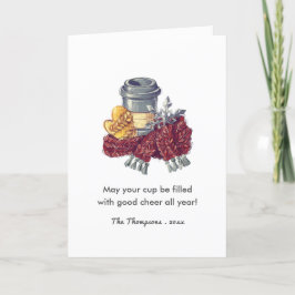 コーヒー愛好家のクリスマス応援グリーティングフォト シーズンカード