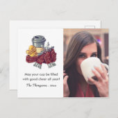 コーヒー愛好家のクリスマス応援グリーティングフォト 案内ポストカード (正面/裏面)