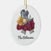 コーヒー愛好家のクリスマス応援写真 セラミックオーナメント (右)