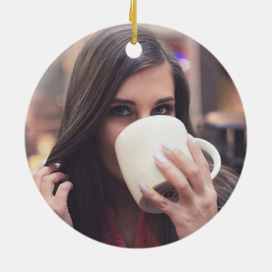 コーヒー愛好家のクリスマス応援写真 セラミックオーナメント (裏面)