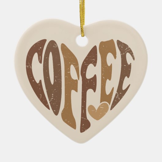 コーヒー愛好家のハート セラミックオーナメント (正面)