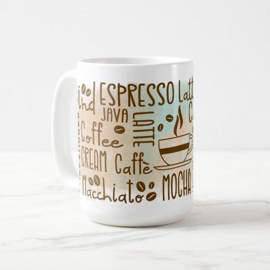 コーヒー愛好家のワードアート コーヒーマグカップ (正面左)