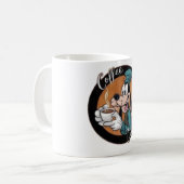 「コーヒー愛好家の喜び：瞬間を満喫」 コーヒーマグカップ (正面左)