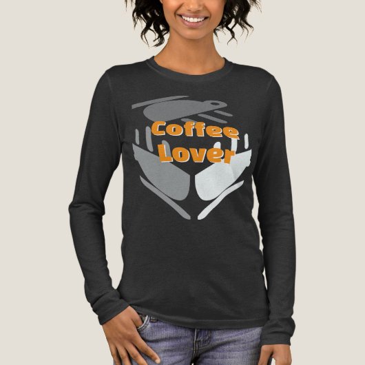 コーヒー愛好家の女性用チャコールブラック トライブレンドTシャツ (正面)
