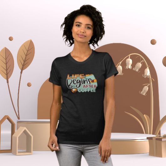 コーヒー愛好家の後に人生が始まるデザイン Tシャツ