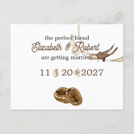 コーヒー愛好家の日付を保存 案内ポストカード