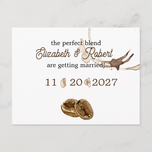 コーヒー愛好家の日付を保存 案内ポストカード (正面)