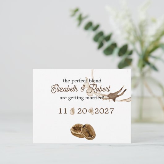 コーヒー愛好家の日付を保存 案内ポストカード (スタンド正面)