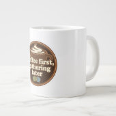 コーヒー愛好家の日常の儀式ステッカー ジャンボコーヒーマグカップ (正面右)