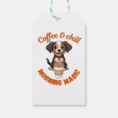 コーヒー愛好家の朝 – かわいい犬の印刷可能なポスター ギフトタグ (裏面)