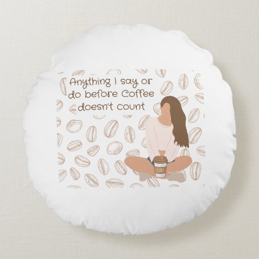 コーヒー愛好家の枕 ラウンドクッション (正面)