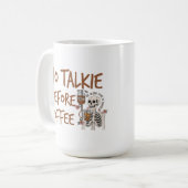 コーヒー愛好家の猫好きのための面白いギフト「コーヒー前の無言」 コーヒーマグカップ (正面左)